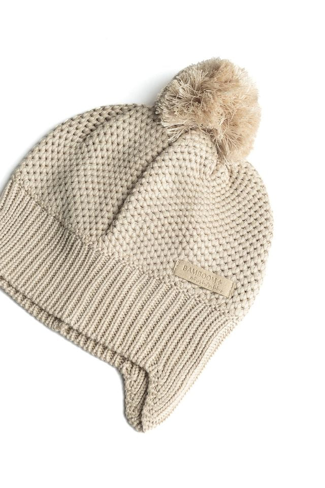 Cappellino Knitted Pompon, WARM WHITE, Berretto con pompon, in viscosa di bambù e cotone, Bamboom