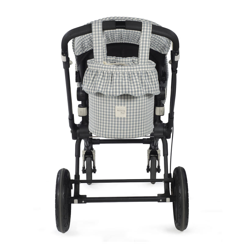 Cesto Organizer Pralinè Vichy Verde Matcha per passeggino di Walking Mum,