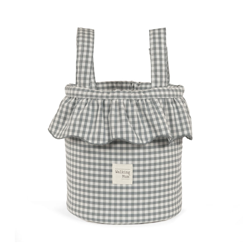 Cesto Organizer Pralinè Vichy Verde Matcha per passeggino di Walking Mum,