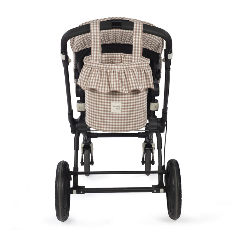 Cesto Organizer Pralinè Vichy Rosa Moka per passeggino di Walking Mum,