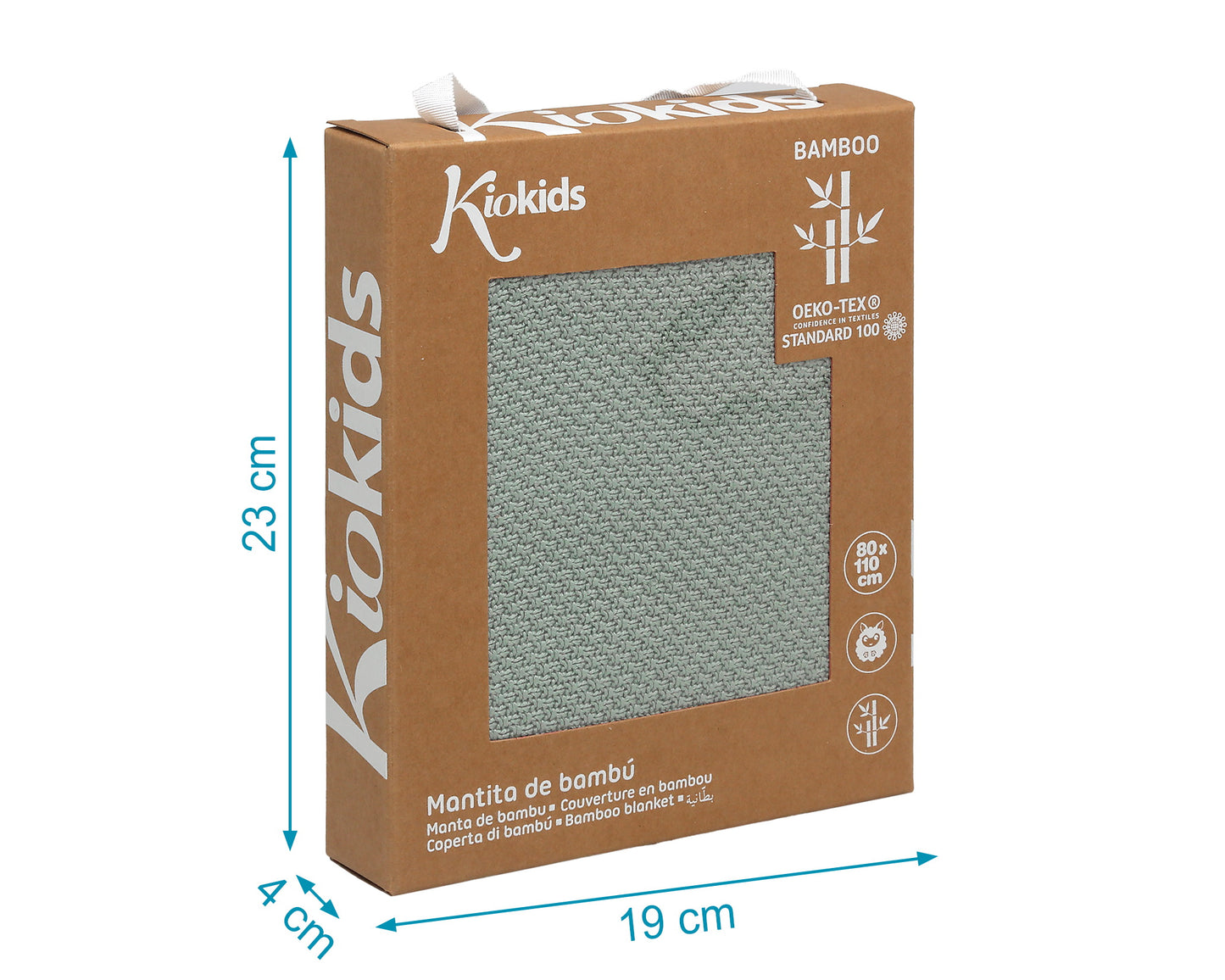 Coperta 100% bambù, verde salvia, Kiokids