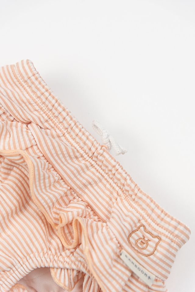 Costume contenitivo UV50+, fantasia PINK STRIPES BEAR, Bamboom