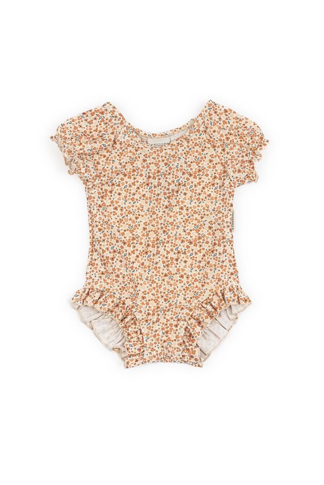 Costume da bagno con spalle coperte bimba intero UV50+, fantasia ROSY GARDEN, Bamboom
