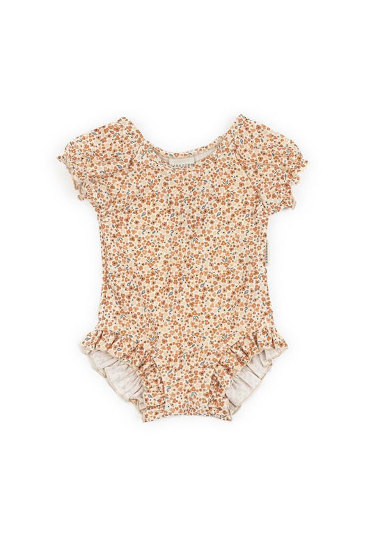 Costume da bagno con spalle coperte bimba intero UV50+, fantasia ROSY GARDEN, Bamboom