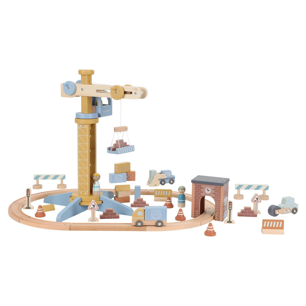 Gru in legno con pista, Crane Set, Little Dutch