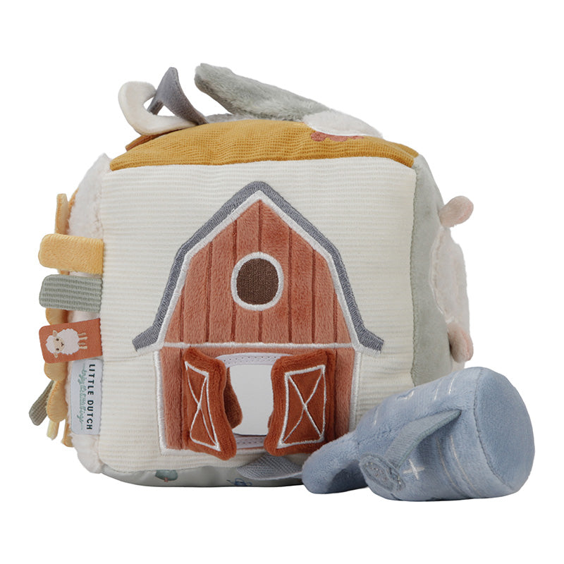 Cubo di attività morbido multisensoriale a tema Little Farm, Little Dutch