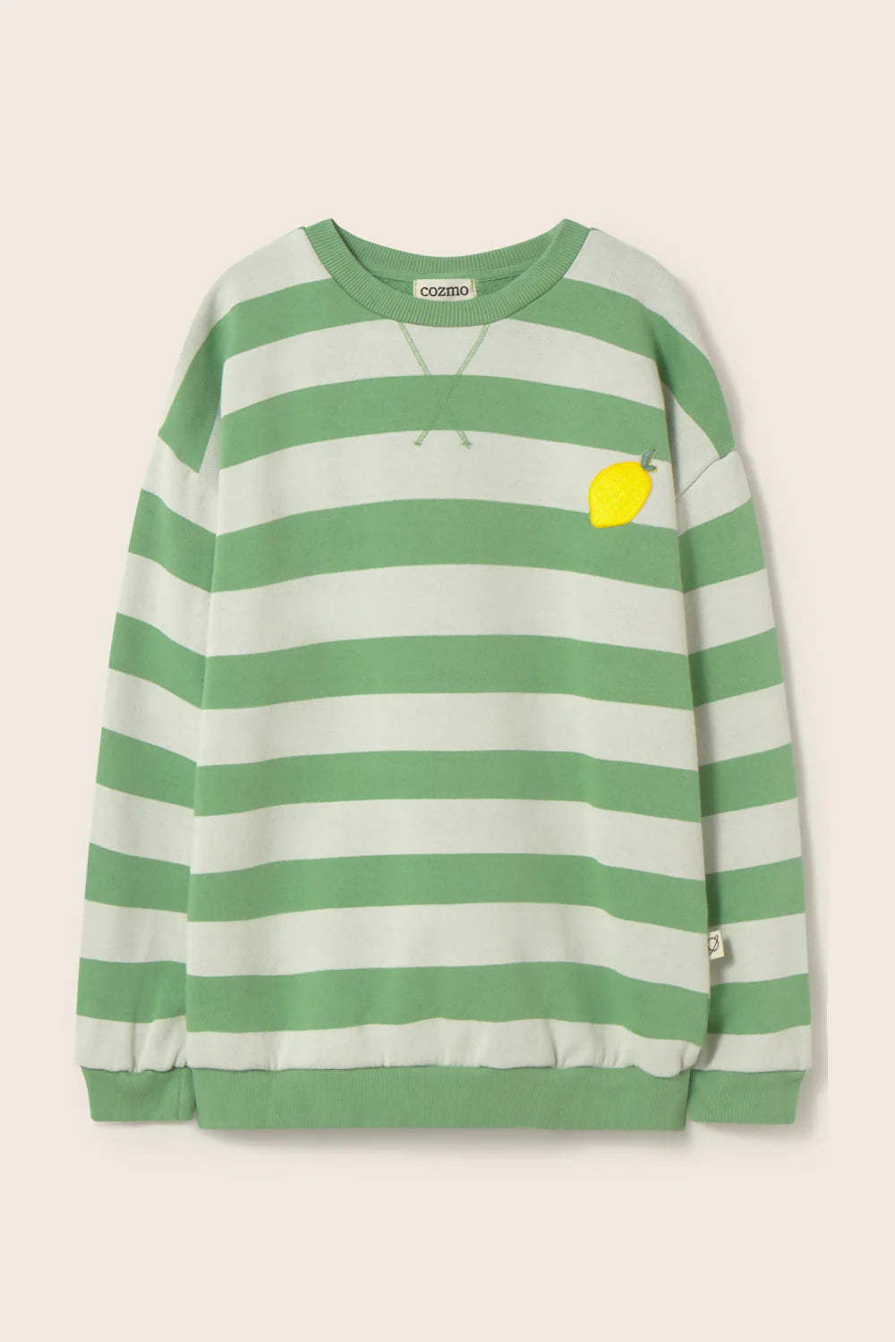 Felpa DAN verde a righe, Cozmo 100% cotone