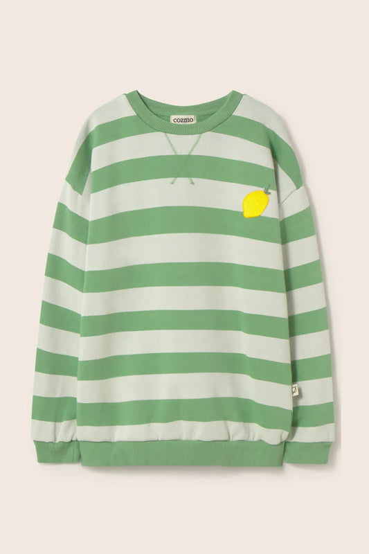 Felpa DAN verde a righe, Cozmo 100% cotone