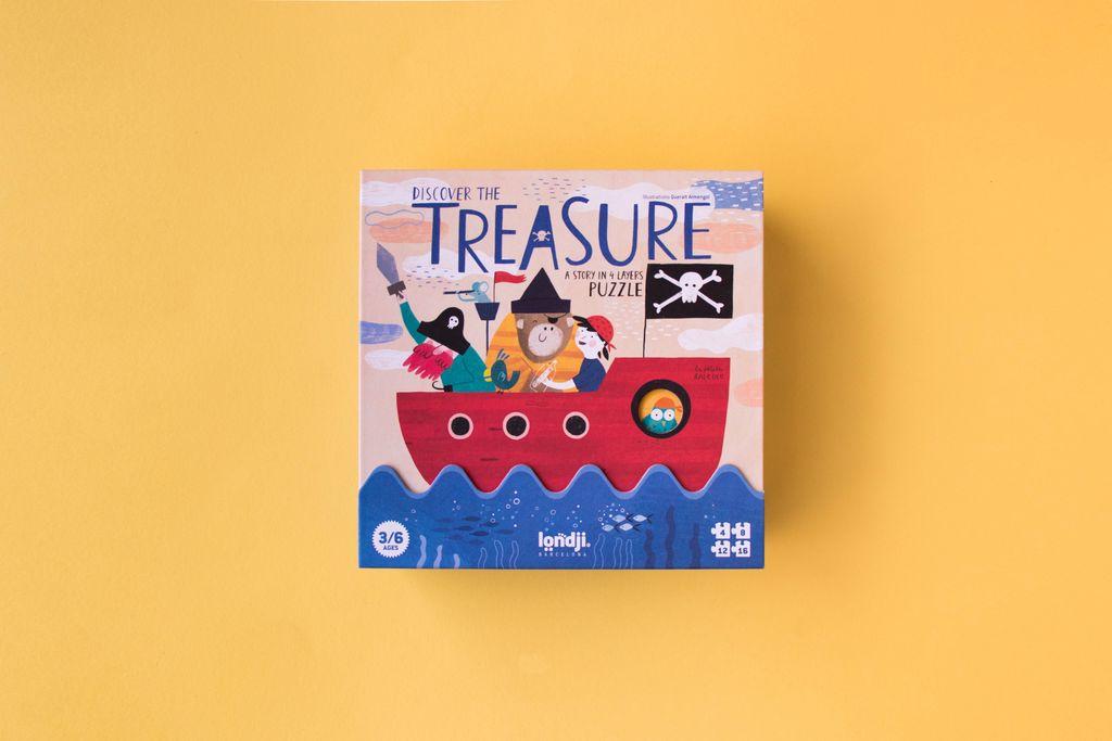 Londji, Scopri il puzzle del Tesoro, Discover the treasure, Set di 4 puzzle