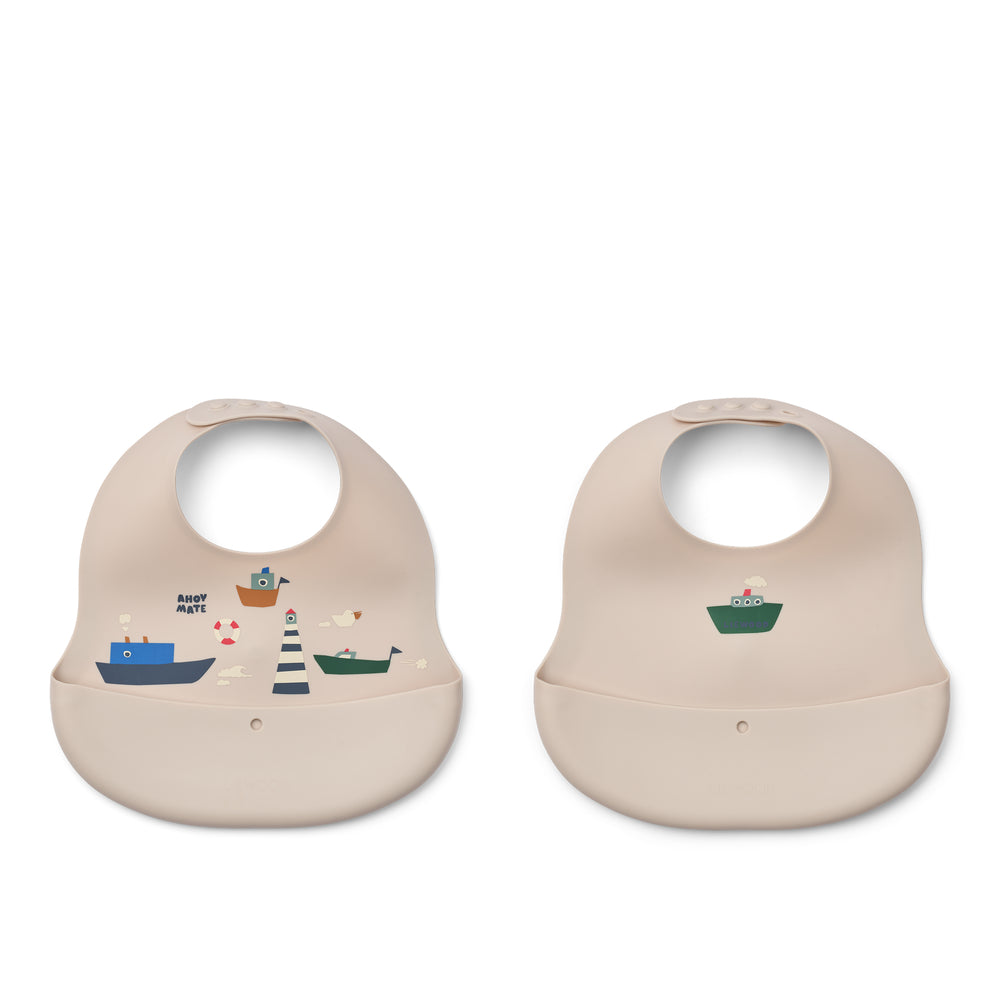 Set di due bavaglini in silicone con tasca, taglia unica, Liewood