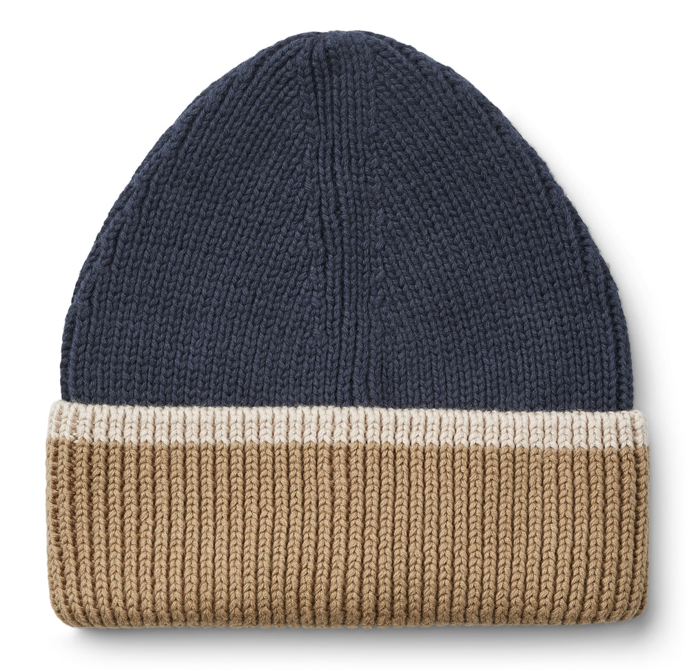 Berretto Ezra Beanie in cotone biologico a coste doppio colore, Liewood