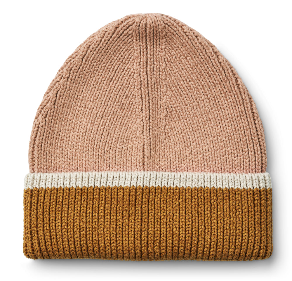 Berretto Ezra Beanie in cotone biologico a coste doppio colore, Liewood