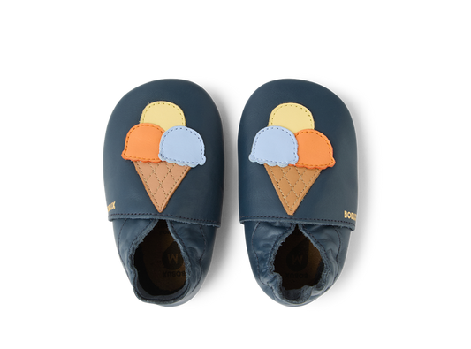 babbuccia blu navu con disegno gelato colorato
