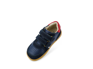 scarpa in pelle blu con inserti rossi  doppio strappo