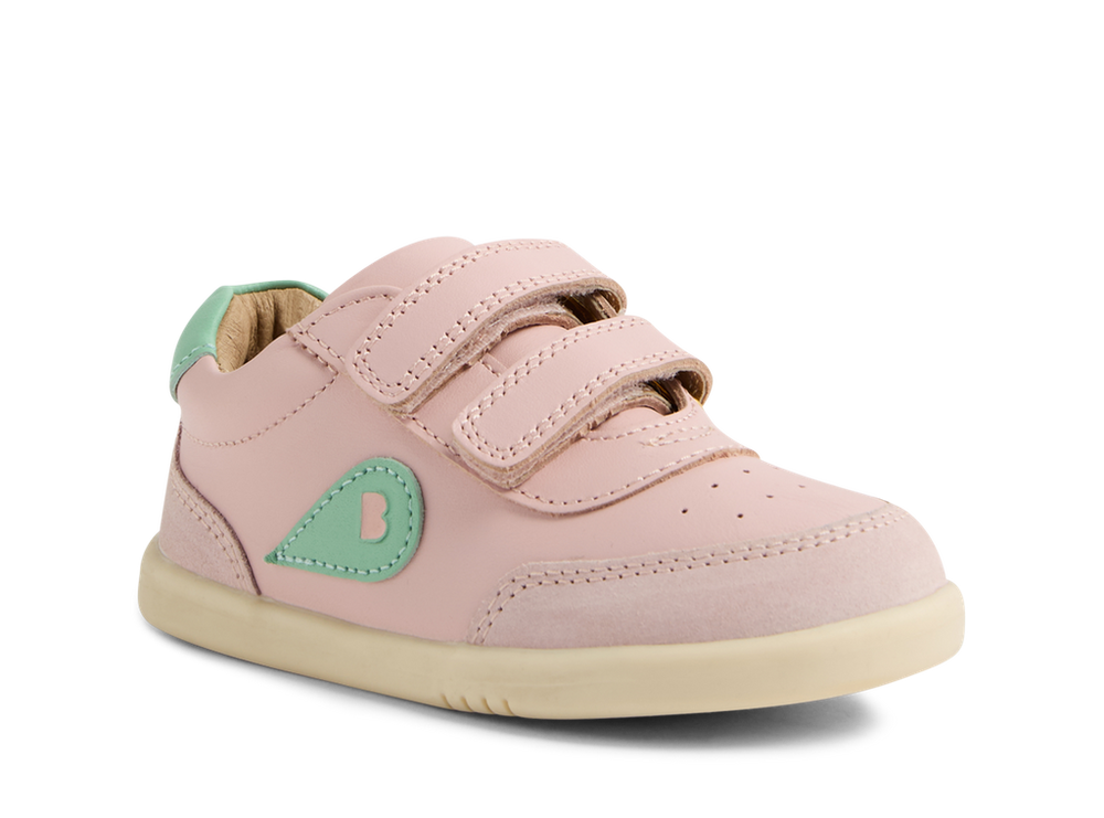 Bobux I Walk Champ, scarpe in pelle Ballet Pink Hemlock (rosa con inserti menta)