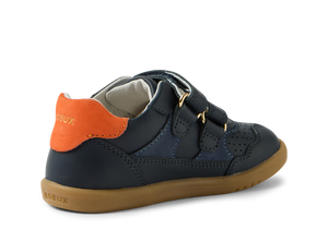 Bobux I Walk Hunter, scarpe in pelle navy-nasturtium (blu con inserto arancio)