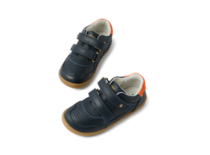 Bobux I Walk Hunter, scarpe in pelle navy-nasturtium (blu con inserto arancio)
