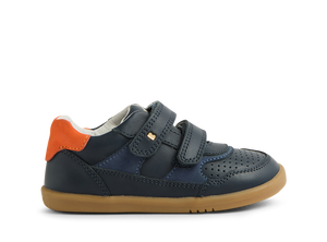 Bobux I Walk Hunter, scarpe in pelle navy-nasturtium (blu con inserto arancio)