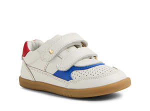 Bobux I Walk Hunter, scarpe in pelle white-salsa (bianche con inserti arancio e blu)