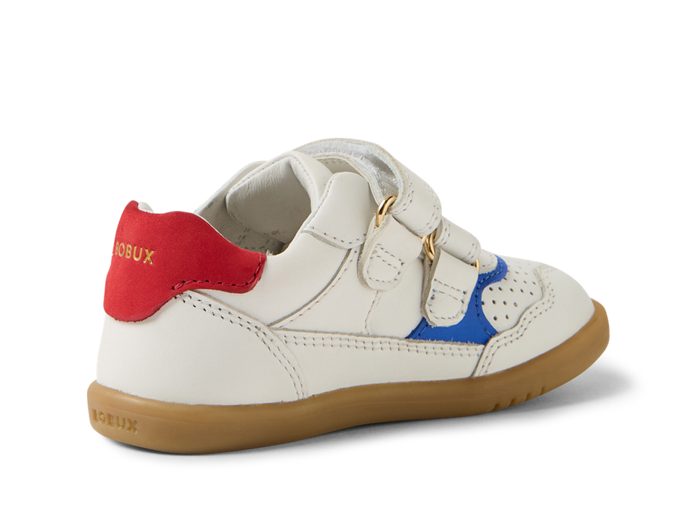 Bobux I Walk Hunter, scarpe in pelle white-salsa (bianche con inserti arancio e blu)