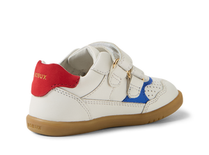 Bobux I Walk Hunter, scarpe in pelle white-salsa (bianche con inserti arancio e blu)