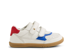 Bobux I Walk Hunter, scarpe in pelle white-salsa (bianche con inserti arancio e blu)