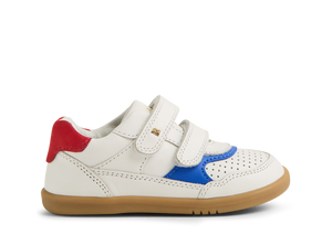 Bobux I Walk Hunter, scarpe in pelle white-salsa (bianche con inserti arancio e blu)