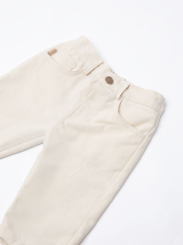 Jeans 5 tasche bimba, WARM WHITE, in cotone e viscosa di bambù, Bamboom