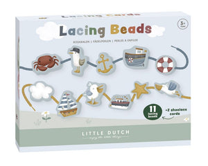 Lacing Beads, formine da infilare, Little Dutch. In foto confezione del gioco a tema Baia dei Marinai