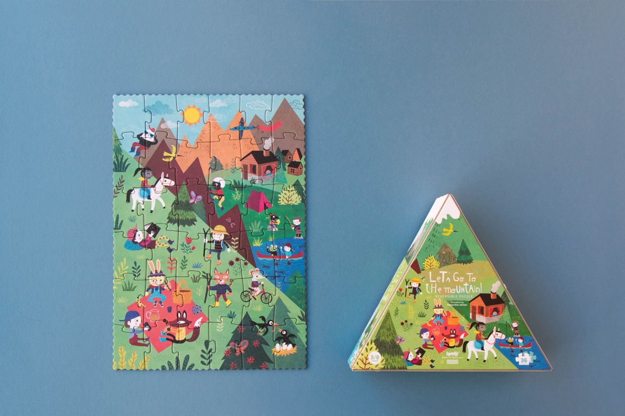 Puzzle assemblato completo Let's go to the mountain versione estiva e relativo packaging