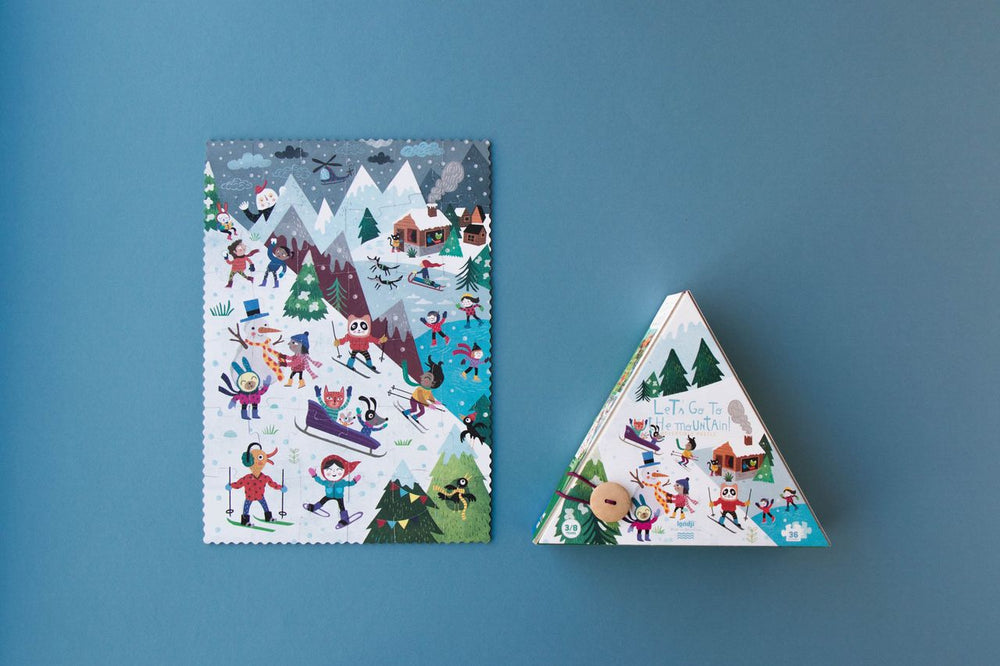 Puzzle assemblato completo let's go to the mountain versione invernale e relativo packaging