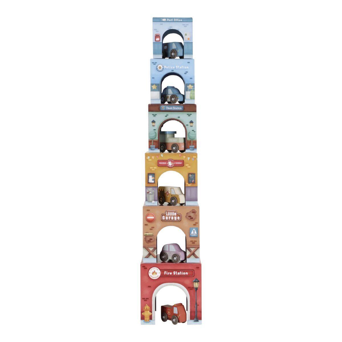 Stacking Blocks with cars, Cubi impilabili in cartone con le macchinine, Little Dutch