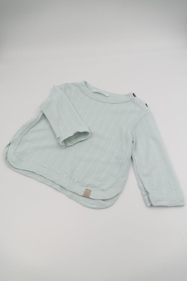 Maglia a maniche lunghe apertura laterale con bottoni, BLU BLUSH, in fibra di bambù e cotone, Bamboom
