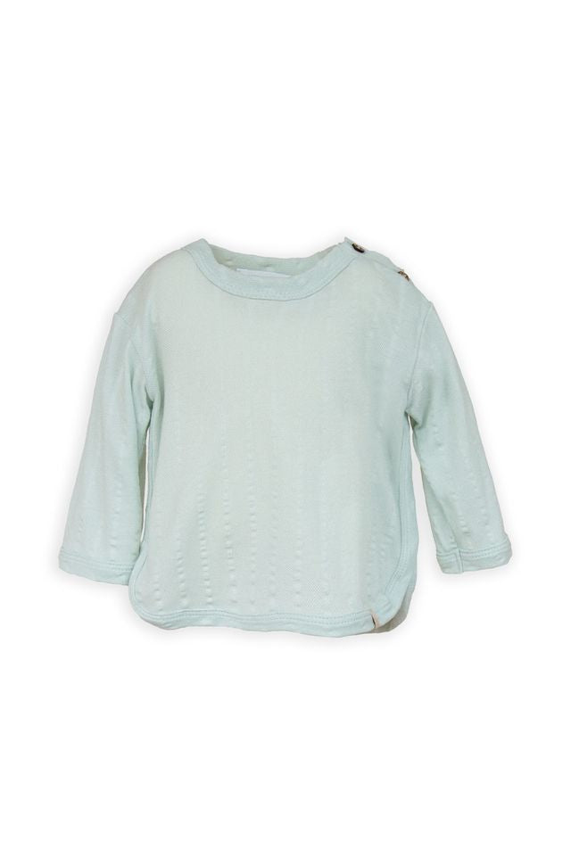 Maglia a maniche lunghe apertura laterale con bottoni, BLU BLUSH, in fibra di bambù e cotone, Bamboom