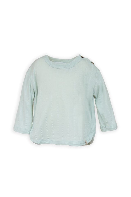 Maglia a maniche lunghe apertura laterale con bottoni, BLU BLUSH, in fibra di bambù e cotone, Bamboom