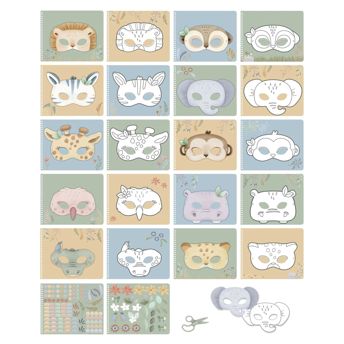 Gioco creativo, Jim & Rosa's Masks, Safari Friends, Little Dutch