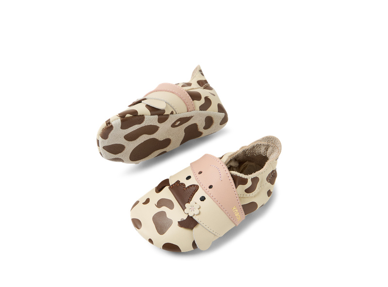Bobux babbucce Soft Sole Mucchina Mooley Cow White swan Black Coffee
