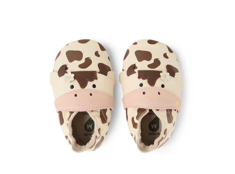Bobux babbucce Soft Sole Mucchina Mooley Cow White swan Black Coffee