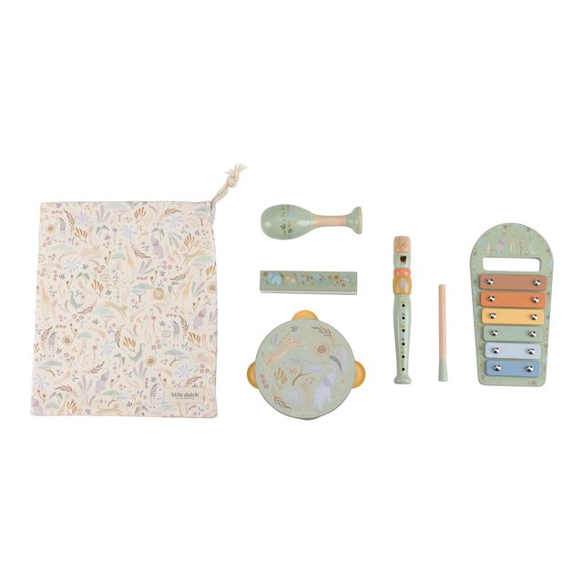 Music Set, Xilofono, Tamburello, Fisarmonica, Flauto, Maracas, Collez Safari Friends, Little Dutch