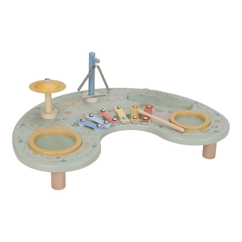 Music Table, con Xilofono, Triangolo, Piatto, Tamburo e coccodrillo sonoro, Safari Friends, Little dutch