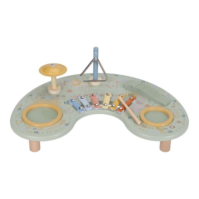 Music Table, con Xilofono, Triangolo, Piatto, Tamburo e coccodrillo sonoro, Safari Friends, Little dutch