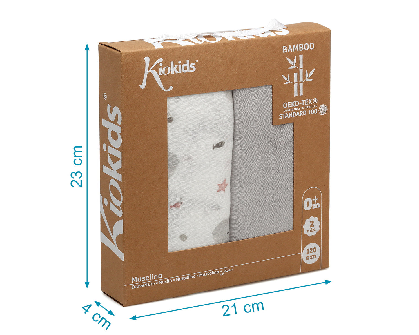 Mussoline in bambù e cotone, Set 2 pezzi, Kiokids