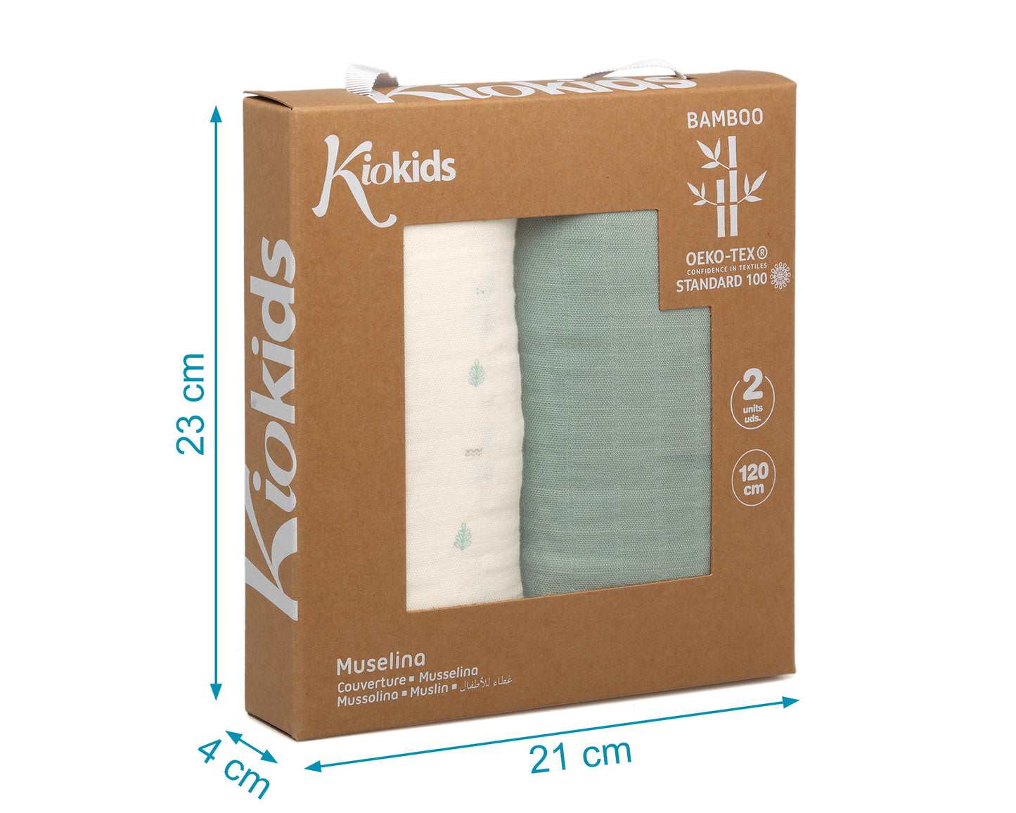 Mussoline in bambù e cotone, Set 2 pezzi, Kiokids