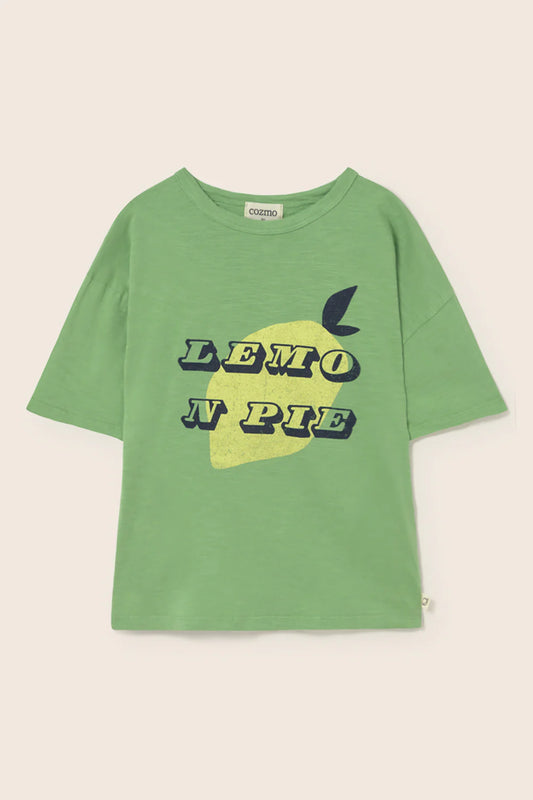 T-shirt OLMO, verde, con scritta Lemon pie, 100% cotone, Cozmo