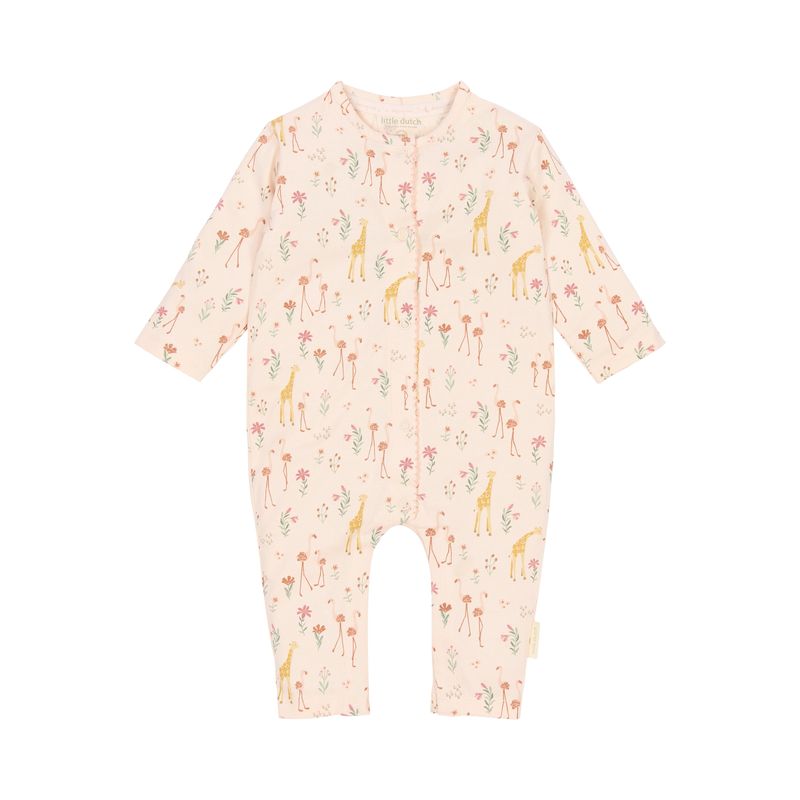 Pigiama a manica lunga One Piece Pijama Safari flamingo, con chiusura a bottoni, Little Dutch