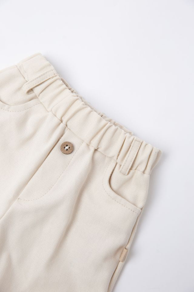 Pantalone Kino bimbo, WARM WHITE, in cotone e viscosa di bambù, Bamboom