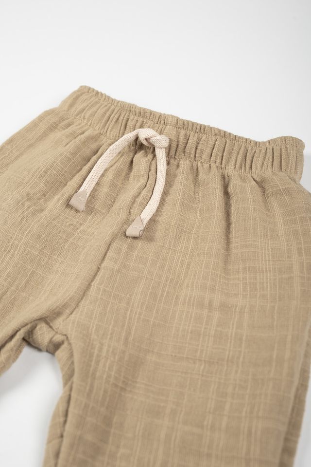 Pants lino look, bimbo, MUSTARD, con elastico in vita, Bamboom