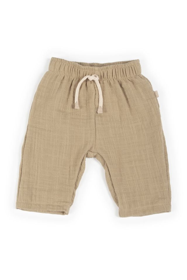 Pants lino look, bimbo, MUSTARD, con elastico in vita, Bamboom