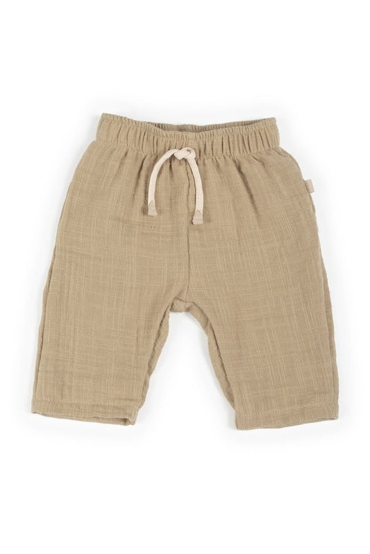 Pants lino look, bimbo, MUSTARD, con elastico in vita, Bamboom