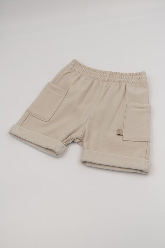 Pants bermuda con tasche bimbo SAND con elastico in vita,  Bamboom
